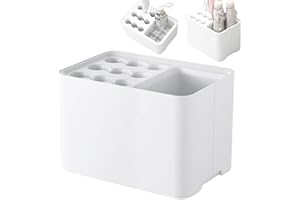 TAIPINTEE Portaombrelli da Moderno per Esterno Interno, Bianco Design Portaombrelli Plastica, Contiene 15 Ombrelli, 18 x 18 x 26.5 cm Porta Ombrelli di Grande Capacità, con Vassoio Rimovibile per la Pioggia