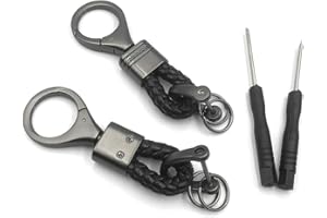 BuxiuGK 2 Piece Braided PU Leather Keychain Strap Keyring with Zinc Alloy for Car Office Home Keys