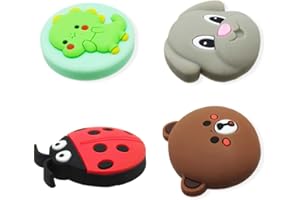 XUZOPIM 4 Pieces Children'S Furniture Knobs Pomelli Per Mobili Bambini Gomma Cabinet Knobs Cupboard Handles Bedroom Drawer Handle Gomma Furniture Stampa Animale With Screws For Wardrobe Cabinets