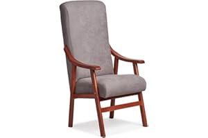 Abuelo a Gusto - Silla Brazos de Madera, Respaldo Recto, Ideal para Personas Mayores, Movilidad Reducida o Dolor Espalda. Usada en residencia y geriátricos. Tamaño: 57x70x114 cm. (Cerezo, Gris)