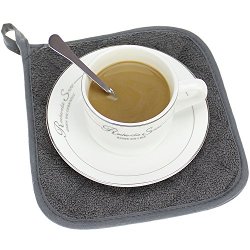 100% Baumwolle Küche Everyday Basic Terry Topflappen hitzebeständig Untersetzer Topflappen für Kochen und Backen Set von 5 (Grau) - 6