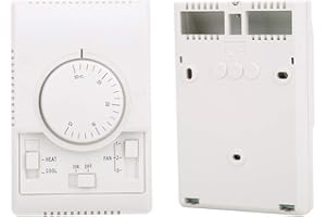 Ailao Controlador de Temperatura, Controlador de Temperatura Mecánico Termostato de Aire Acondicionado Montado para Fan Coil de Acondicionado de Aire Central 10-30 ℃ AC220V
