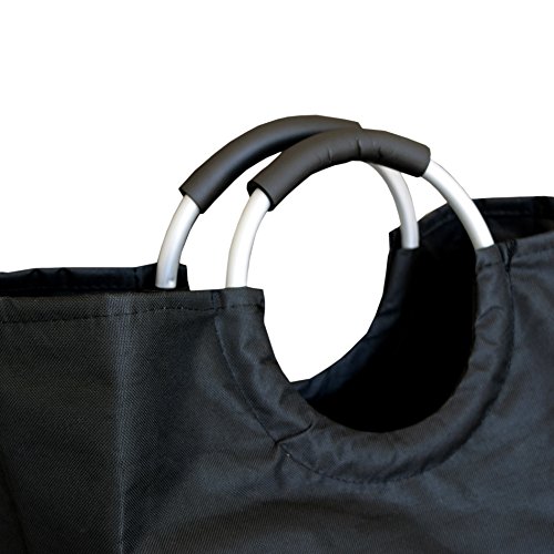 Rebecca Srl Wäschekorb Rucksack 2 Griffe schwarz Stoff faltbar schmutzabweisend Wäscherei (Code RE4723) - 3