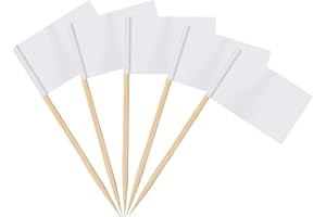 AhfuLife 100pcs Bianco Stuzzicadenti Bandiere Torta Toppers, Bandiera a Bastone per Cocktail per Il Cibo Panino Cupcake Tableware Forniture di Partito Pub Evento Decorazione (100 PCS, Bianco)