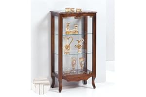 SPAZIO CASA Vetrinetta 2 Ante Piede a Sciabola in Legno Massello (Bianco decò)