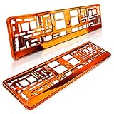 orange metallic vw polo  schildEVO 2 Kennzeichenhalter  ORANGE  Metallic  Hochglanz  Chrom-Look  520 x 110 mm