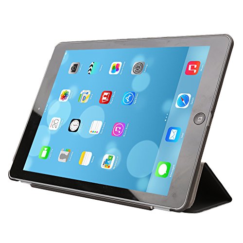 Besmall iPad Air iPad 5 Hülle – Ultra Dünn Edles Schutz Hülle Smart Cover Case PU Leder Schutztasche Etui Schale + Back Case inkl.Displayschutzfolie Reinigungstuch Stift für Apple iPad Air 1/ iPad 5 – Mit Standfunktion & Auto Sleep Wake up Funktion (iPad Air 1, Schwarz)XKZT53B - 3