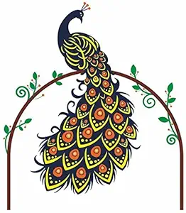 Decals Design Peacock Bird on Branch Wall Sticker (PVC Vinyl, 60 cm x 90 cm, Multicolour)