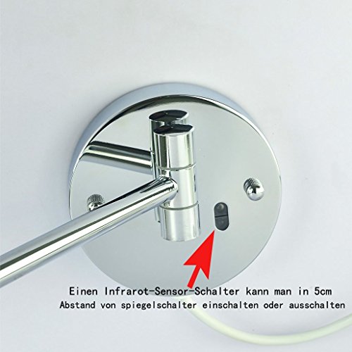 LOYWE LED Beleuchtet wunderschöne Kosmetikspiegel 1+10Fach mit Infrarot-Sensor (3cm extra dick) hochwertig ohne Bohren LWW58-10-NB - 3