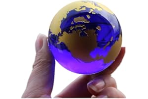 ‎BESOT qianyue Splitter Kristall Magic Kugel Globus Welt Karte Ball Handwerk 60 mm Glas Marmor Welt Globe Terrarium Figuren Home Office Decor (Gold)