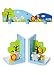 3D Safari Theme Wooden Bookends & Triple Coat Hooks Wall Hooks for Boys or Girls Nursery or Bedroom