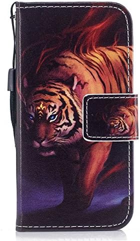 Gelusuk iPod Touch 5th/6th Generation Leather Wallet Case,Creative Cartoon [Tiger] Pattern PU Leather Foldable Folio Wallet Cover with Kickstand Feature Credit Card Slots Magnetic Closure For iPod Touch 5th/6th Generation