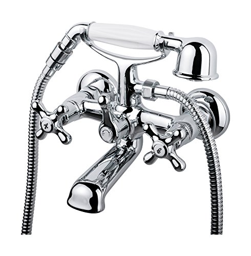 Zweigriffmischer Athenas für Wanne inklusive Brausegarnitur | Chrom | Wasserhahn | Badewannenarmatur | Wannenbatterie - 2