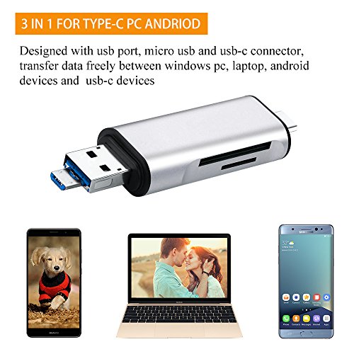 Philonext 3 in 1 lettore di schede di memoria USB C (Silver)