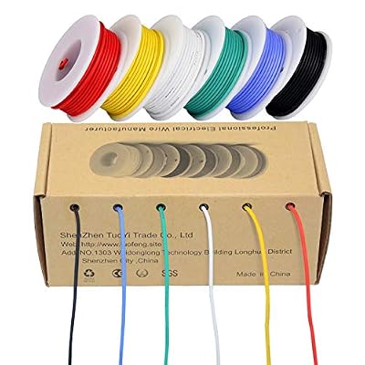 TUOFENG Fil électrique de 28 AWG, kit de fil de couleur Fil de silicone flexible de calibre 28 (6 bobines de 13 mètres de couleur différente) Résistance à haute température de fil isolé de 300V