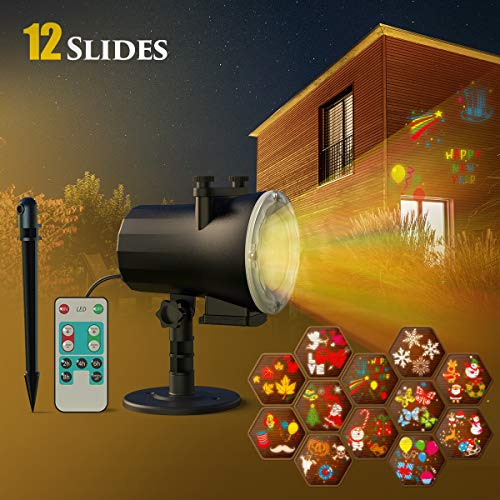 Halloween Proiettore Luci Natale LED, CACAGOO Impermeabile Proiettore da Esterno,con Telecomando per Halloween, Natale, Matrimonio, Festa e Decorazioni da Giardino [Classe di efficienza energetica A]
