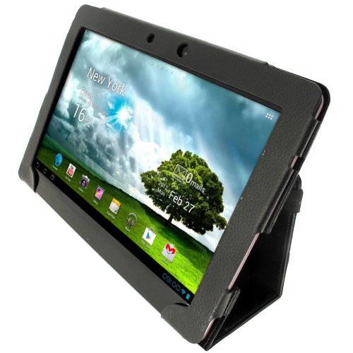 igadgitz ‚Portfolio‘ Schwarz PU Leder Tasche Schutzhülle Hülle Ledertasche Lederetui Etui Case für Asus Transformer Pad & Keyboard Dock TF700 TF700T TF700KL Infinity 10.1″ Android Tablet (Nicht geeignet für TF701T) - 3