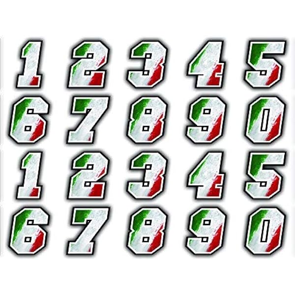 Adesivo set adesivi numero gara numero otto 8 bianco 160 x