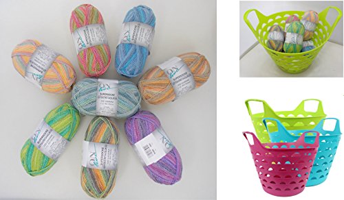 800-g-Sockenwolle-Paket ONline Supersocke Cotton Stretch Color + gratis 1 Flexikorb
