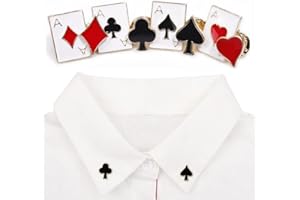 BESTEVERY 8 Stück Anzugbrosche für Herren, Brosche für Damenhemden, Brosche-Set, Kleid Brosche, Poker-Brosche, Schwarzer Spaten, Rotes Herz, Schwarze Beere, Rotes Quadrat Pins für Männer, Frauen, Tücher, Revers