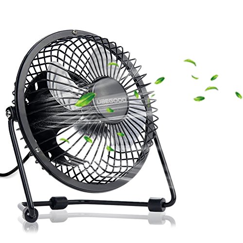 Mini Ventilator mit USB, Ubegood Mini USB Ventilator desktop Lüfter Mini Fan [360 ° frei einstellbar] Metall USB Ventilator mit An/Aus-Schalter für Die Laptop, Netbook, Computer, mobile power etc - Schwarz
