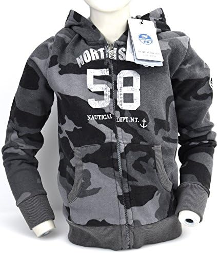 NORTH SAILS JUNIOR BOY HOODIE COTTON MIMETIC CODE 79 2858 Z4 8 ANNI - YEARS (128 CM) MIMETICO - MIMETIC