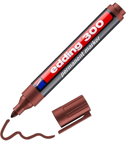 Edding 141 F Permanent Felt Pen - Brown - 10 Pens - 0.6 Mm Round Tip - Pen For Writing On Glass, Plastic, Films And Smooth Surfaces - Quick Drying, Stain Resistant And Waterproof