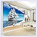Price comparison product image BHXINGMU Benutzerdefinierte Wandbild 3D Stereoskopische Dolphin Broken Wall Fernseher Sofa Hintergrund Kunst Wandmalerei Wohnzimmer Bilder Wallpaper Home Decor 220 cm (H) X 280 cm (W)