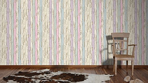 A.S. Création Tapete Dekora Natur, Mustertapete in Vintage-Holzoptik, beige, rosa, violett, 958832 - 3