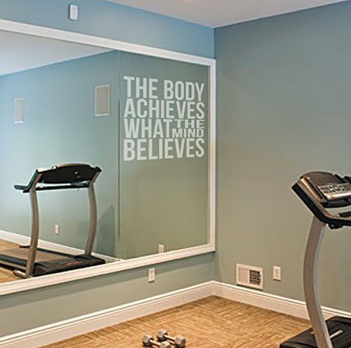 The Body Achieves Motivational Etch Effect Vinyl Decal Quote for Gym Mirrors/Glass Fitness Health, Easy Apply! (57cm x 60cm)