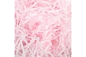 QIKAARA 200g Raffia Füllmaterial Geschenk, Hellrosa Hamper Shreds, Raffia Geschreddertes Papier, Geschenk Füllmaterial für Geschenkbox Dekorations DIY Party Füllung Filling Material Gift Shred Light Pink