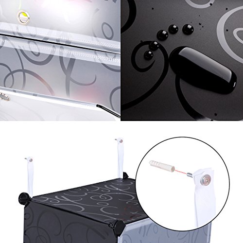 Songmics Regalsystem Aufbewahrung Badregale Kleiderschrank Schuhregal Sideboard Kommode Kapazität 450L Schwarz 112 x 112 x 37 cm LPC116 - 5