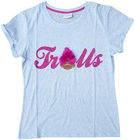 Womens Good Luck Trolls Real Hair T-Shirt Top Tee Blue UK Plus Sizes from 6 to 20