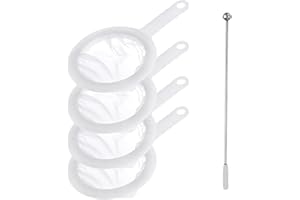 MytaYt 5 Stück Feines Sieb 80/100/200/400 Sieb Küche mit Rand und Rutschfesten Griffen Mesh Sieb Sieb Fein mit Einem Rührer aus Edelstahl Geliefert für Filterung von Saft Milch Kaffee Wein