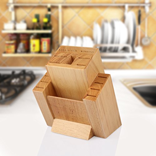 SHINY HOME® Professional Messerblock für14-tlg Messerset Block Messerhalter natur universal Holzblock Messerständer - 9