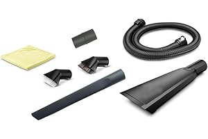 DONKIVVY Kit de nettoyage intérieur de voiture pour aspirateur Karcher 2.863-304.0, comprend un tuyau d'extension de 1,5 m, un suceur plat extra long, une buse de voiture, une brosse d'aspiration à poils durs