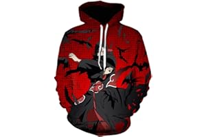 IFIKK Sweat à Capuche Garçon 3D Anime Pull Sweats à Capuche Japonais Anime Cosplay Vetement Enfants Hoodie Uzumaki Uchiha Sasuke Sweat à Manches Longues Vetement