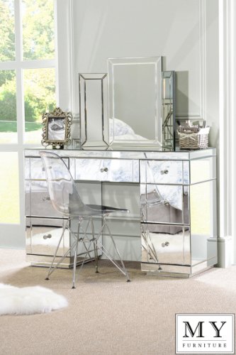 Spiegel für Frisiertisch, 3-teilig klappbar, verspiegelte Schlafzimmerserie, Coleta - 2