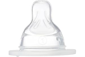 MAM Tétine pour biberon 0+ mois – Lot de 2 tétines en silicone débit 1 vitesse lente – Tétine plate et ultra-douce pour nouveau-nés