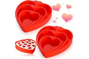 JDH SILICONE Lot de 3 Moule Gateau Coeur Silicone, Moule en Silicone Coeur Saint Valentin, Antiadhésif Moule a Gateau Patisserie Pour Gâteau Fête Des Mères, Gâteau au Fromage