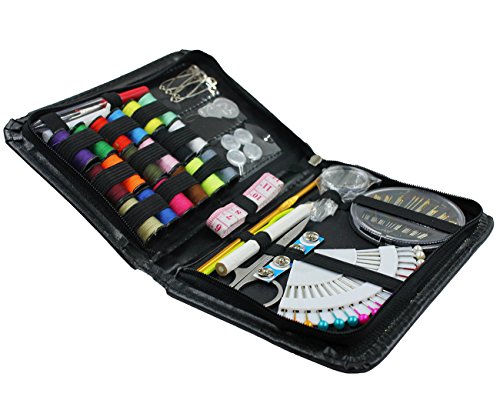 IZOKEE Nähset Nähzeug Nähfaden Nähgarn Nähnadeln Nähzubehör für Zuhause, Reise, Anfänger Nähset, mit Schwarzer Ledertasche - 5