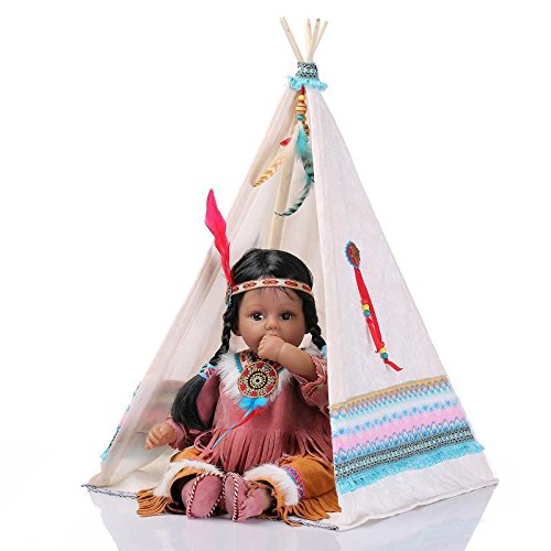 Nicery Neugeboren Baby Puppe Indian Style Black Skin 20inch 50cm Silikon Vinyl Magnetisch Mund Naturgetreue Jungen Mädchen Spielzeug Weiß Zelt Reborn Doll A3DE