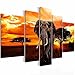 Produktbild SSITG Leinwandbilder BILD BILDER LEINWAND KUNSTDRUCK WANDBILD AFRIKA ELEFANT 170x100cm 5 Teile
