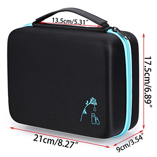 btsky 30 Flaschen Langlebig und wasserdicht Hard Shell EVA-ätherischen Ölen Griff Tragetasche Nagellack-Aufbewahrungsbox Schaumstoffeinlage Organizer schwarz/blau - 2