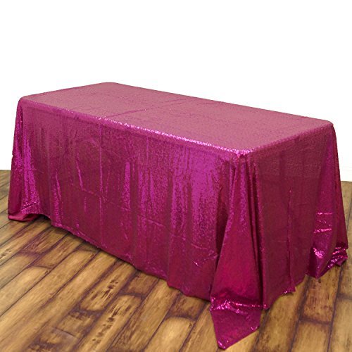 B-COOL50''*80'' Rectangle Fushia Pink Sequin Tablecloth For Wedding/Party/Banquet