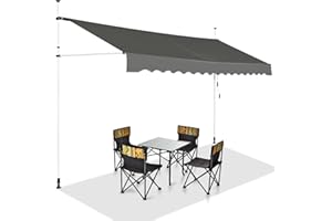 COSTWAY Markiza balkonowa o szerokości 350 cm, bez wiercenia, odporna na promieniowanie UV, z regulacją wysokości, wodoodporna, z korbą ręczną, markiza przeciwsłoneczna, ochrona przed słońcem na