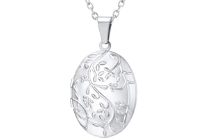 U7 Colgante Personalizable de Guardapelo Relicario Ovalado Camafeo para Fotos Joyería de Moda de Mujeres Regalo Cumpleaños