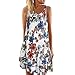 Produktbild Yvelands Damen Tank Kleid Sommer V-Ausschnitt ärmelloses Boho Kleid gedruckt Beach Party Minikleid(Weiß,XXXL)