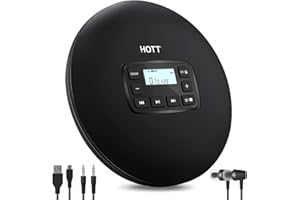 CCHKFEI Lettore CD portatile, lettore CD Compact Disc personale con cuffie Protezione antisdrucciolevole Piccolo walkman Lettori musicali MP3 con display LCD per adulti Studenti Bambini