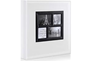 Benjia Álbum de fotos con 500 bolsillos para fotos de 6 x 4 pulgadas, tamaño extragrande, cubierta de piel, para bodas, familiares, con capacidad para 500 fotos de 10 x 15 cm, color blanco
